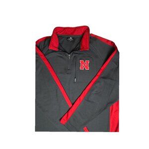 Nebraska Huskers Colosseum Gray Red Quarter Zip Pullover Men’s Large 🏈